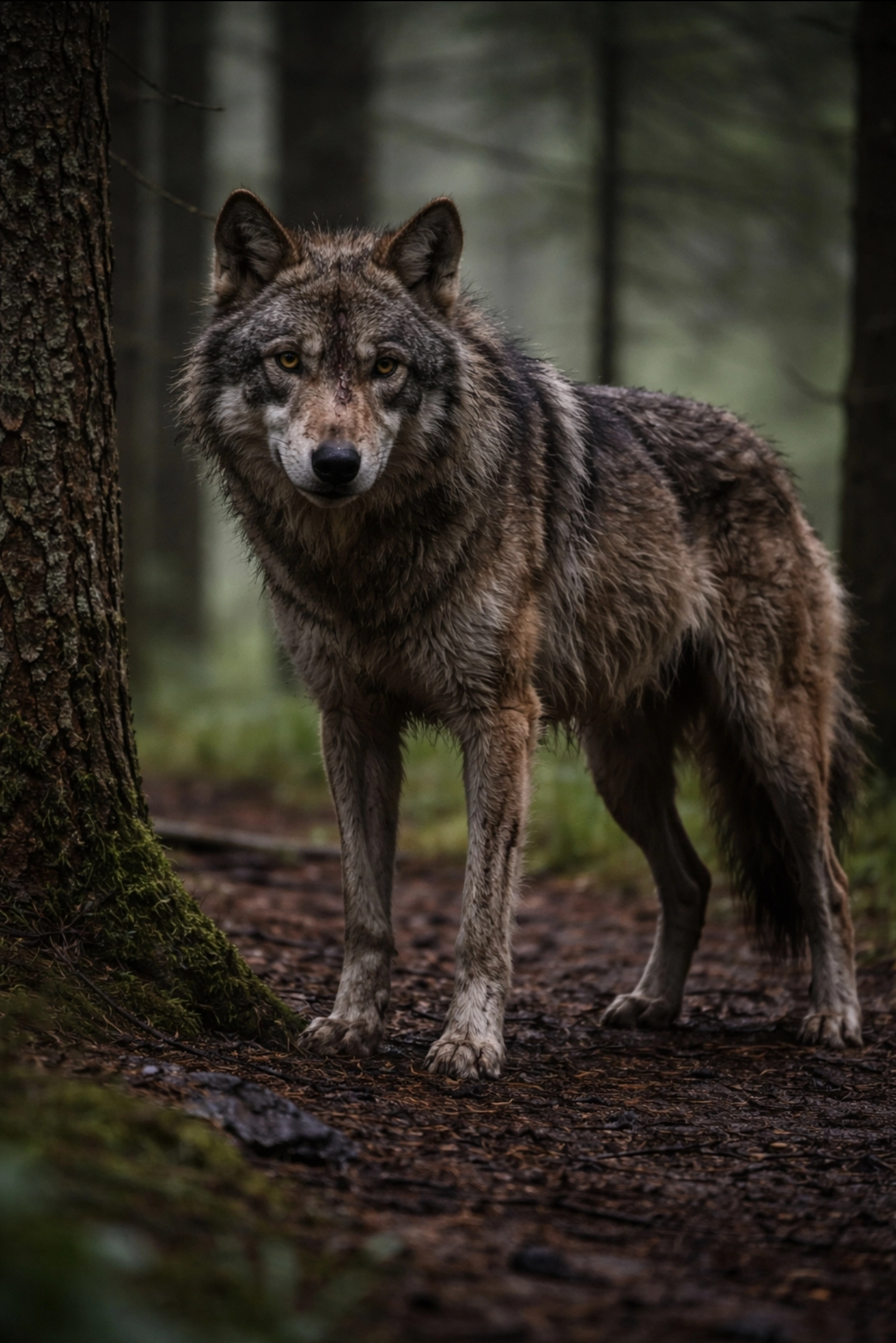 Vlk v&nbsp;lesním porostu